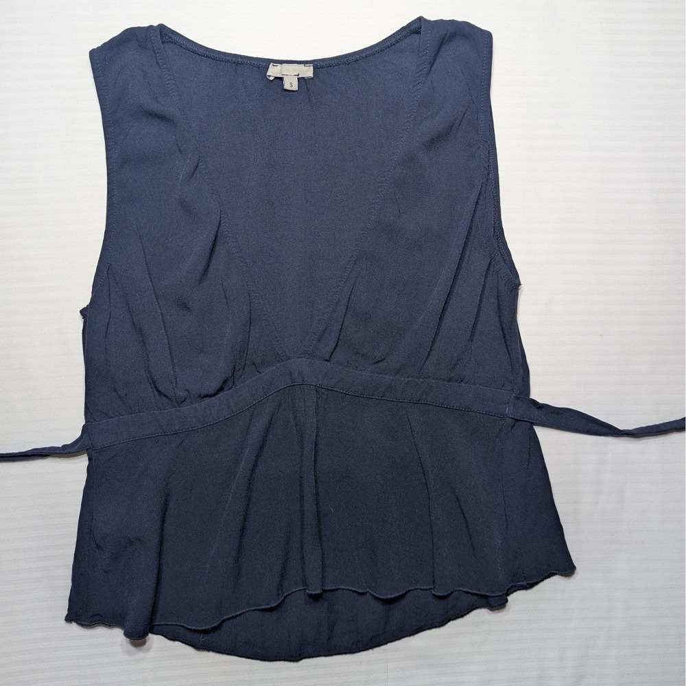 Brandy Melville Blue Wrap Tank Top S Viscose Boho Minimalist Peplum‎ Tie Waist